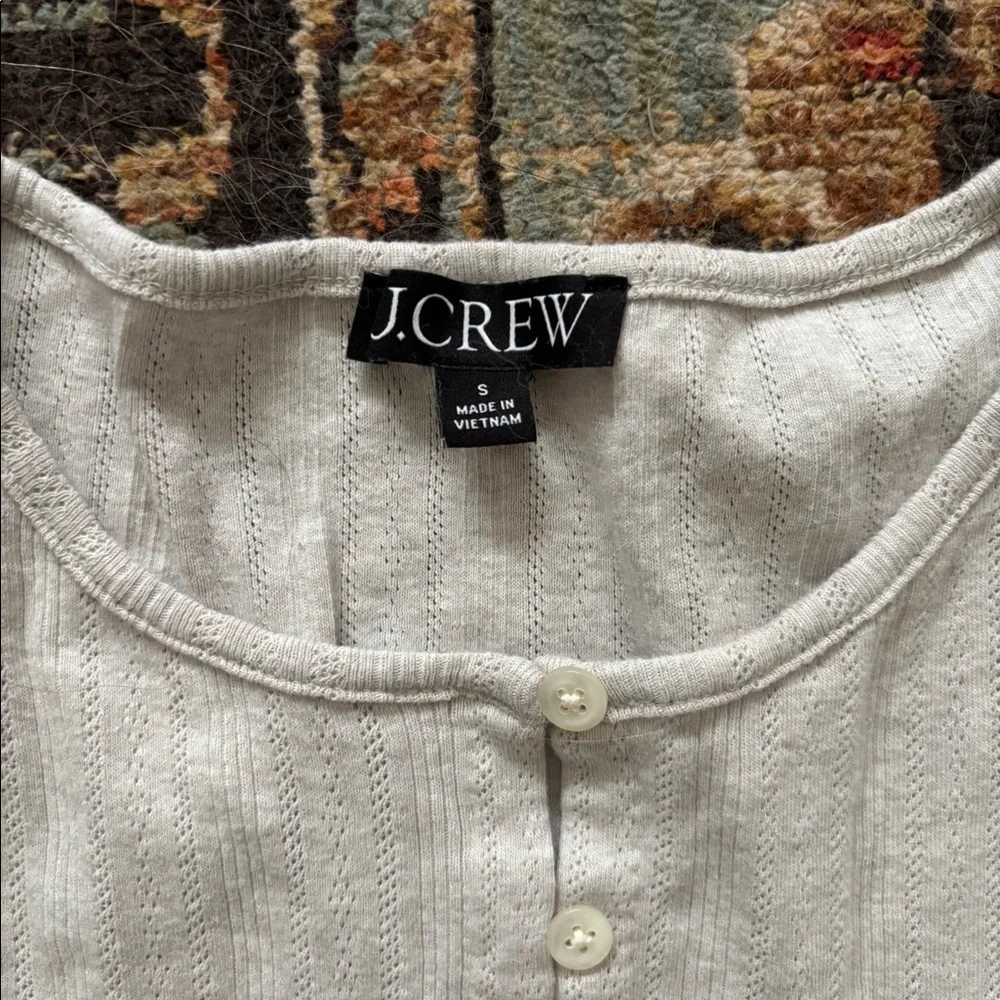 J. Crew Pointelle Short-sleeve Knit Cardigan - Picture 3 of 4